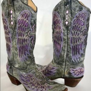 Corral Purple Angle Wing Cross Boots